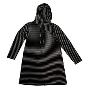 Lou & Grey Soft Knit Striped Dresss with Hood and Drawstring